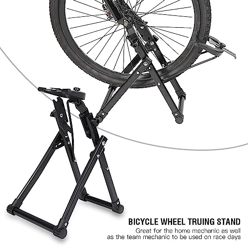 Haofy Bicycle Wheel Truing Stand Aluminum Alloy 25 27 Inch Adjustable Wheel Alignment Tool Foldable Frame for Home Garage Bike Repair Shop and Race Event Use