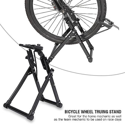 Haofy Bicycle Wheel Truing Stand Aluminum Alloy 25 27 Inch Adjustable Wheel Alignment Tool Foldable Frame for Home Garage Bike Repair Shop and Race Event Use