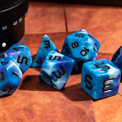 7PCS DND Dice Set Blue Polyhedral Dice Set for D&D Tabletop Games | Leather Storage Bag, DM Gift, for Dungeons and Dragons Role Playing Games - color: Camo-blue