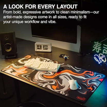 Red & Black Gaming Desk Pad, 36" x 17" Duraglyde Non-Slip Desk Mat | Strata, Durable Surface, Washable Fabric, Smooth Glide, Stable Grip, Large Keyboard and Mouse Pad for Everyday Use - color: Aeroglyde Red & Black, size: 36L x 17W inches