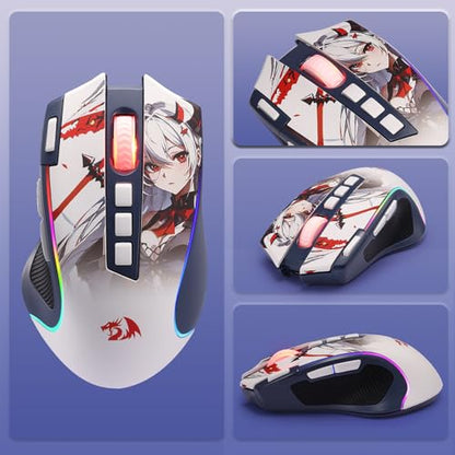 Redragon M612AK PRO Wireless Anime Gaming Mouse 8000 DPI Remapping Keys | Cable-Free 0 Delay, Rapid-Fire Clicker, Redefine Keybinding Macro, Vibing Backlight, Ergonomic Grip Body Comfort - color: Anime Version, style: Wireless