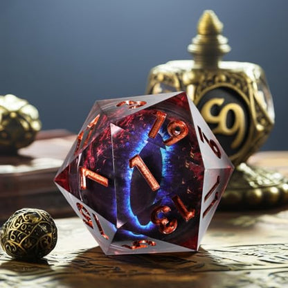 Mini Planet 50mm Chonk D20 DND Liquid Core Dungeons and Dragons RPG Eyeball Handmade Resin Polyhedral Dice - color: Dragon Eye Dice 7