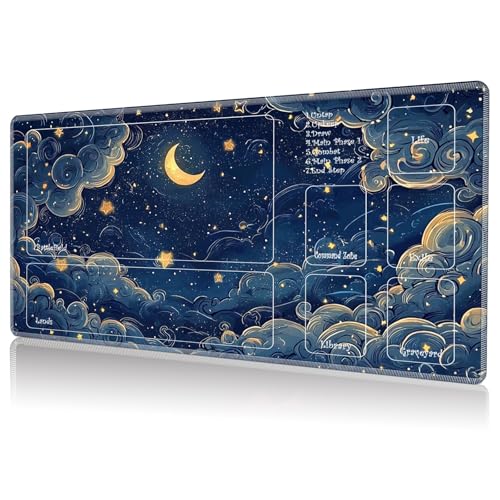 Playmat for MTG, Game Play Mat with Zones for MTG TCG Card Game Playing 24 x 14 inches Trading Card Game Playmats Non-Slip Rubber Base and Stitched Mousepad Desk Mats, Art Galaxy - color: Art Galaxy, size: Zones