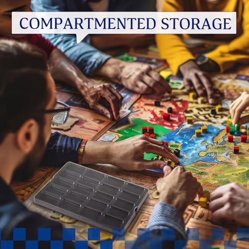 Novabright 10 Pack Game Piece Counter Trays with Clear Lids Game Board Card Sorting Tray Storage Organizer Box Wargames TCG Collection, Each Case Has 20 Compartments
