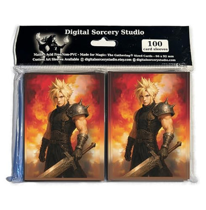 Anime Mercenary Soldier Card Sleeves 100 Pack – Compatible with MTG & TCGs – Perfect for Cloud Final Fantasy Commander Decks – Premium Card Game Sleeves for Magic - color: Anime Mercenary Soldier