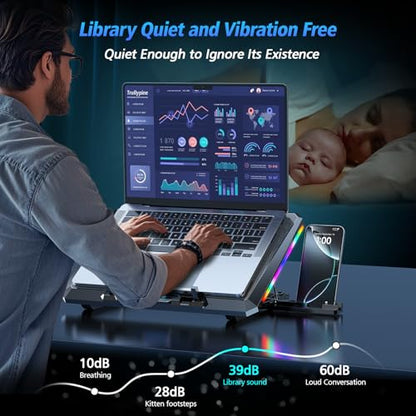 Laptop Cooling Pad with 12 Quiet Fans, Slim Portable for 12-17.3 Inch Laptop Cooler Stand with 5 Height Adjustable, Ergonomic Gaming Cooling Fan Pad with Two USB Ports & Phone Holder (Gear) - size: 12Fan-Gear