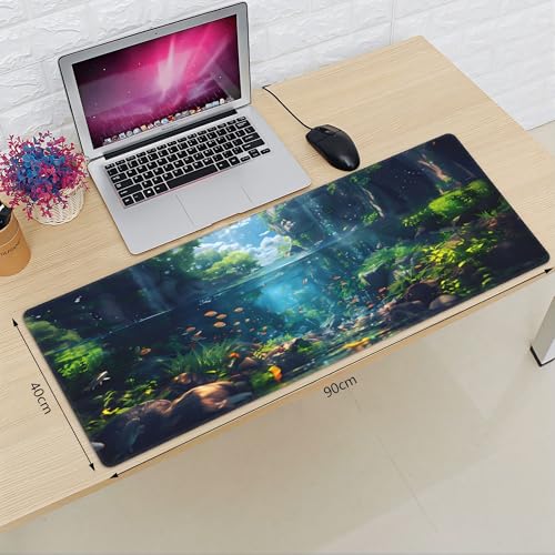 XXL Gaming Mouse Pad 35.4x15.7 inch, Stream Fish Landscape Theme Desk Mat,Large Ocean Sea Water Plants Scene Mousepad (Water Plant) - color: Water Plant