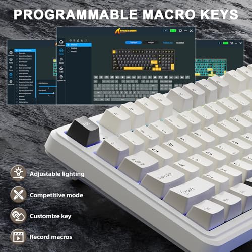 ATTACK SHARK X98 Wireless Mechanical Keyboard,Tri-Mode BT5.0/2.4GHz/USB-C Hot-Swappable,Gasket Mount with Pre-lubed Linear Switches,PBT Keycaps,RGB Backlit Gaming Keyboard for PC/Tablet/PS5/Xbox - color: Starlight White