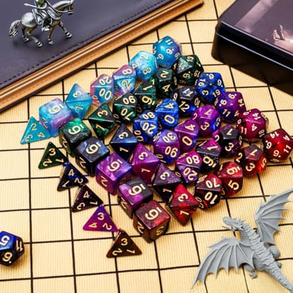 DND Dice Set 42 Pcs Polyhedral Dungeons and Dragons Rolling Dice for D&D RPG MTG Table Games Dice Bulk with Colorful Drawstring Bags and Dice Tray (Star-Tray) - color: Star-tray