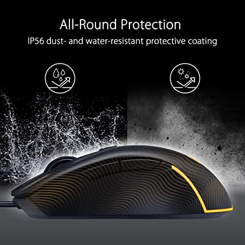 ASUS TUF Gaming M3 Gen II Wired USB Gaming Mouse – Right-Handed Ergonomic, 59g Lightweight, 8K DPI, IP56 dust & Water Resistance, Antibacterial Guard, 6 Programmable Buttons, PC/Mac Support - Black