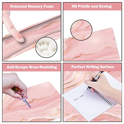 ARTSO Extended Gaming Mouse Pad Set, Keyboard Wrist Rest Support Pad + Wrist Cushion + XXL Large Mouse Pad + Coaster, Stitched Edge, Non-Slip, Memory Foam Desk Mat, Pink Gold Marble - color: Pink Gold Marble