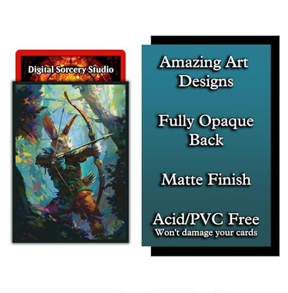 Rabbit Archer Card Game Sleeves – 100 Pack – Compatible with MTG – Perfect for Magic Bloomburrow Commander Decks Like Baylen, Finneas, & Ms Bumbleflower - color: Rabbit Archer