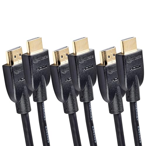 Amazon Basics High-Speed 4K HDMI 2.0 Cable, 3-Pack, 10ft, 4K@60Hz, 18Gbps, 2160p, 48 bit, Compatible with TV/PS5/Xbox/Roku/Blu-ray, Ethernet, Black - size: 10 Feet, style: 3-Pack