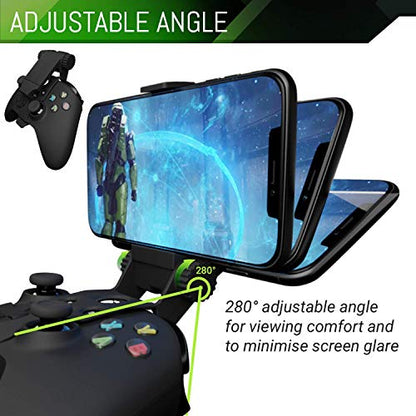 Orzly Xbox Series X Controller Mobile Gaming Clip, Xbox Controller Phone Mount Adjustable Phone Holder Clamp Compatible with Xbox Series X|S, Xbox One, Xbox One S, Xbox One X - Carbon Black - color: Carbon Black