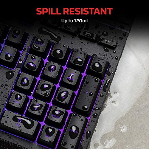 HyperX Alloy Core RGB – Membrane Gaming Keyboard, Comfortable Quiet Silent Keys with RGB LED Lighting Effects, Spill Resistant, Dedicated Media Keys, Compatible with Windows 10/8.1/8/7 – Black - size: Full Size