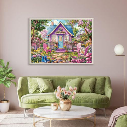 Puzzles for Adults 1000 Pieces,Pink Flower Room Jigsaw Puzzle with 1:1 HD Poster, Perfect Interlocking No Dust, Stress Relief Ideal Gift for Family Games - color: Pink Flower Room