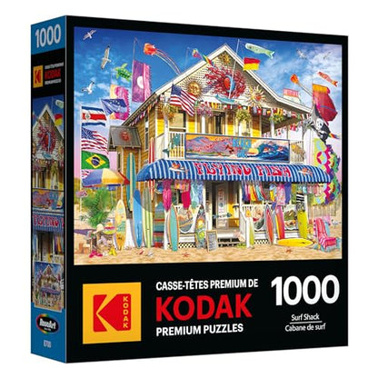 RoseArt Kodak Premium Surf Shack 1000 Piece Jigsaw Puzzle for Adults | 19.25" x 26.67" Finished Size, Fully Interlocking Pieces, Bonus Poster Included, Made in USA - style: Surf Shack
