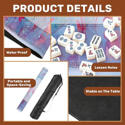 Mahjong Mat 31.5" x 31.5" Watercolor Pond Art Print Japanese Pastel Aesthetic Non-Slip Noise Reduction Mahjong Tiles Table Cover for Dominoes Poker Card Board and Tile Games - color: Color8