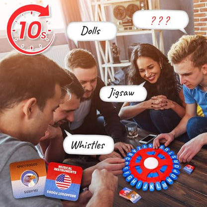 Full 26 Letters Word Games,144 Categories Think Game, Quick Thinking Letter Pressing Word Game, Fast-Paced Board Game, A Great Board Game for Family and Friends (A1)