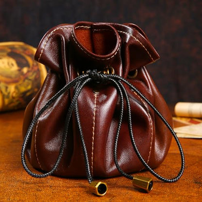 Full-Grain Leather Dice Pouch with Built-in Rolling Tray, Magic-Themed, Large Capacity Collector's Organizer for D&D, RPGs & Dice Enthusiasts