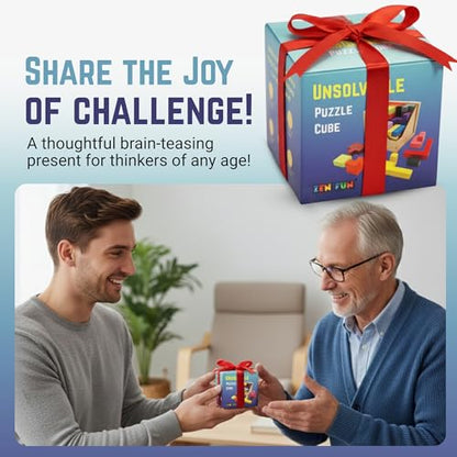 Zen Fun Unsolvable Puzzle Cube - Hardest Brain Teaser Puzzle for Adults, Unique 32-Piece Mechanical Logic Game & Office Desk Toy, Original Version