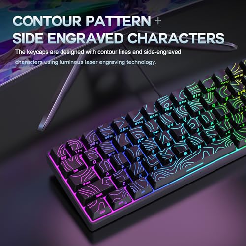 Snpurdiri 65% Wired Small Gaming Keyboard RGB 68-Key (Black) | Mini Gaming Keyboard Backlit Ultra-Compact , for PC/Mac Gamer, Typist, Travel, Easy to Carry on Business Trip - color: black