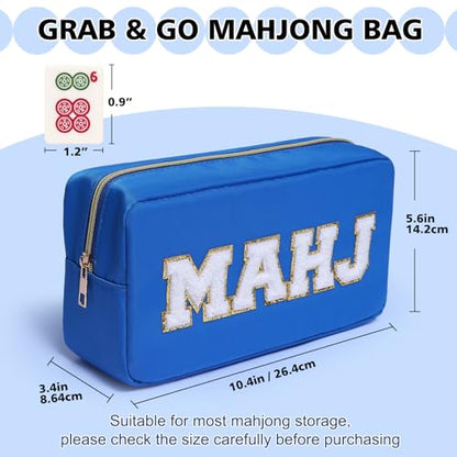 Mahjong Tile Bag Mahjong Bag with Zipper Travel Mahjong Carrying Case Storage Pouch Gifts for Mahjong Lovers Accessories - color: Royal-mahj
