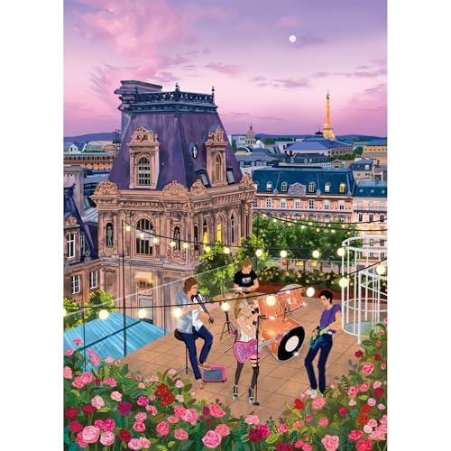 HUADADA Puzzles for Adults 1000 Pieces -Romantic Sunset & Music Band Themed Jigsaw Puzzle 1000 Pieces,Family Interactive Game & Wall Art Gift - color: Romantic Sunset & Music Band Themed