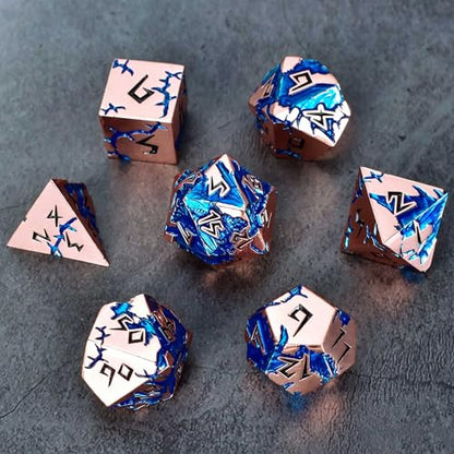 Rule Dice- Metal DND Dice Set, Dungeons and Dragons Dice, D&D Dice Unique Polyhedral MTG RPG Role Playing D and D Dice Set, Role Playing Game Dice with Gifts Box(Rose Gold) - color: Rose Gold