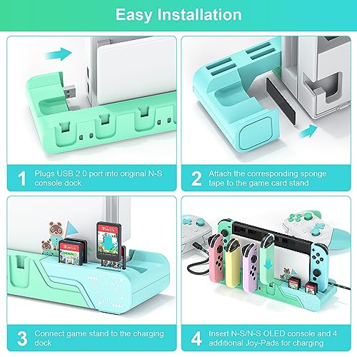 Switch Controller Charging Dock - Animal Crossing & Switch OLED Model Joycons, Charges up to 6 Joycons with Game Card Storage Stand - color: Animal Crossing Edition
