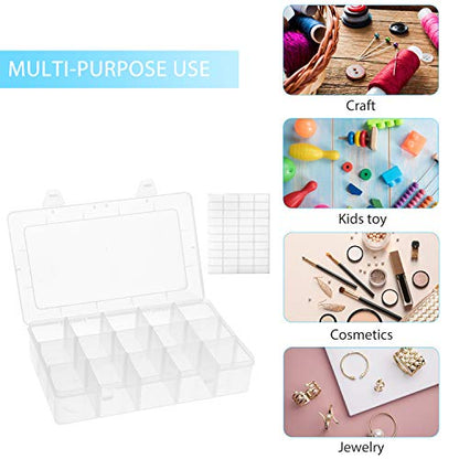 Umirokin 2 Pack 15 Grids Clear Plastic Organizer Box with Adjustable Dividers, Craft Storage Containers for Jewelry, Beads, Screws, Tackle Box, Washi Tapes, Small Parts Organizer for Arts and Crafts - size: 15 Girds 2 Packs