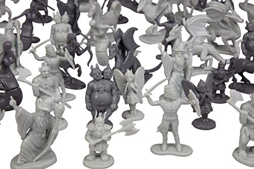 Monster Fantasy Creature Mini Action Figure Playset - 98pcs Toy Miniatures w 14 Unique Designs - Dragons, Wizards, Orcs, & More- XL 1/32 Scale Compatible with Dungeons and Dragons and Other RPG Games