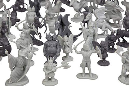 Monster Fantasy Creature Mini Action Figure Playset - 98pcs Toy Miniatures w 14 Unique Designs - Dragons, Wizards, Orcs, & More- XL 1/32 Scale Compatible with Dungeons and Dragons and Other RPG Games
