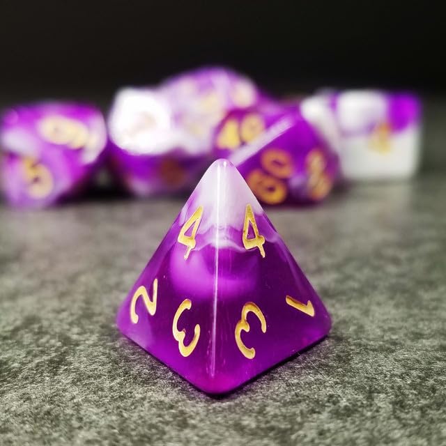 Sage’s Portal Stones DND Dice Set Acrylic Opaque 7-PC Polyhedral DND Dice Set for Dungeons and Dragons D&D Sage’s Cantrips RPG Tabletop TTRPG (Purple/White) - color: Purple/White