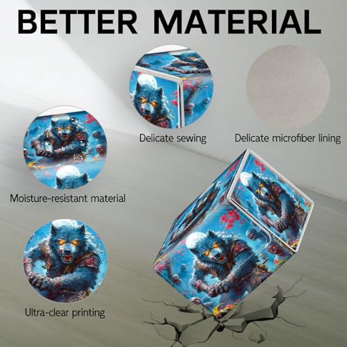 Trading Card Storage Box, Holds 100+ for MTG Cards, Premium PU Leather with Magnetic Closure, Werewolf Battling Zombies Durable Deck Box for Magic the Gathering, Trading Card Games - color: Werewolf Battling Zombies