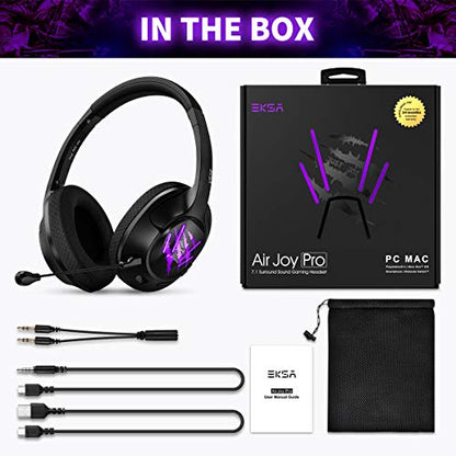 EKSA USB Gaming Headset - 7.1 Surround Sound Headphones with Breathable Earmuffs - Noise Cancelling Mic - Gaming Headphones for PC, PS4, Xbox One S/X, Android