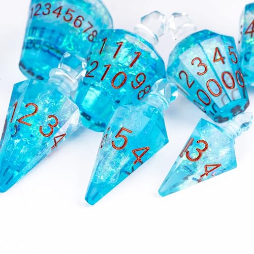 7PCS Potion DND Dice Set,Transparent Sharp Edge Die Set D&D RPG Polyhedral Dice,for Dungeons and Dragons TTRPG Games Roleplaying Games.(Blue Galaxy) - color: Blue Galaxy