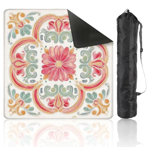 Mahjong Mat 31.5" x 31.5" Floral Mandala Soft Pink Green Orange Hues Non-Slip Noise Reduction Mahjong Tiles Table Cover for Dominoes Poker Card Board and Tile Games - color: Color8