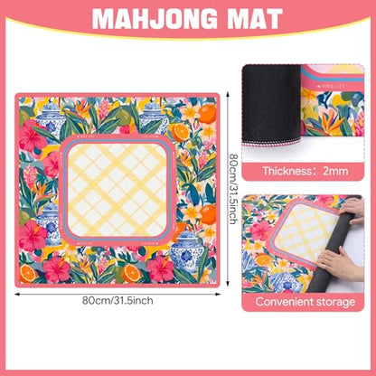 Drydiet Mahjong Mat for Table 31.5 x 31.5 Inch American Mahjong Mat with Carrying Bag, Non-Slip Noise Reduction Table Item for Family Poker Domino Board Game Night & Party Use(Yellow Lemon) - style: Yellow Lemon