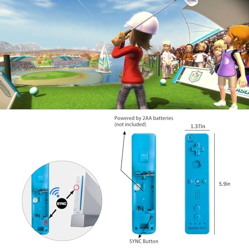 TechKen Wii Controller Pack - 2 Remote Controllers with Silicone Case and Wrist Strap, Compatible with Wii/Wii U - color: Blue