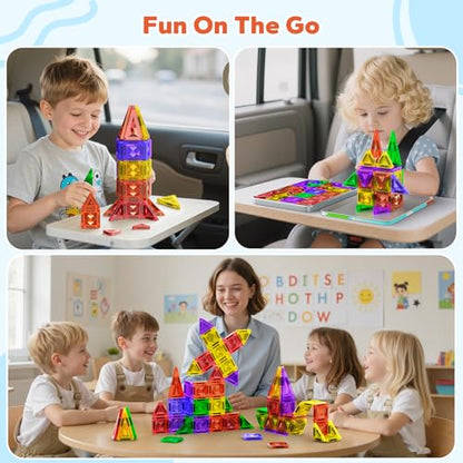 Mini Magnetic Tiles, 45PCS Diamond Pattern Magnetic Tiles Travel Set with Case, Portable Building Toys Creativity Boosting Sensory Toys for Kids Ages 4-8 Toddler Boys Girls Halloween Birthday Gift - style: 45 PCS