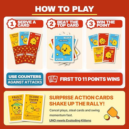 The Pickleball Card Game, Pickleball Gift for Men, Women & Players | Fast-Paced Off-Court Party Game for Game Night, Easy to Learn, 2 or 4 Players, 15-20 Minute Gameplay