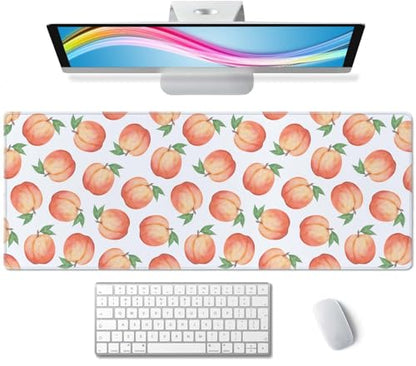 Gaming Mouse Pad, XL Extended Computer Keyboard Long Mouse Mat, Large Desk Pad for Office Laptop, Non-Slip Rubber Base with Stitched Edge Mousepad, 31.5X11.8 inch Watercolor Peaches - color: Watercolor Peaches