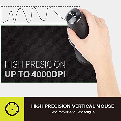 DELUX Wireless Ergonomic Vertical Mouse, Rechargeable Ergo Mouse for Large Hands, Slient Click, Removable Wrist Rest, Up to 4000 DPI, 6 Buttons,2.4G Dual Mode, Compatible with Laptop/PC (M618PD-Black) - color: Bluetooth+2.4G