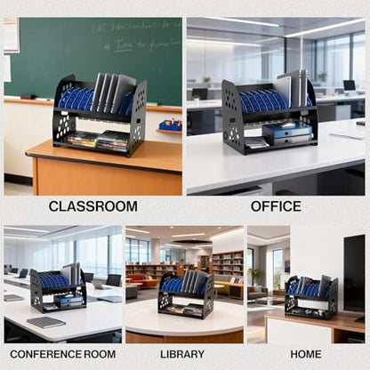 POCHAR 10-Device Open Charging Station for Chromebooks Tablets with Sockets | Laptop Storage Rack with Cable Management & Storage Space, Multi-Device Charging Organizer for Classroom, Office, Hospital - size: 10 Laptops