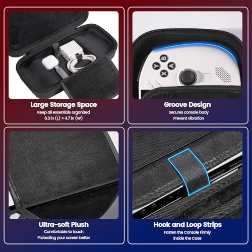 Carrying Case 3 in 1 Set for Lenovo Legion Go S 2025 | Hard Travel Pouch with TPU Silicone Cover Kickstand and 2 Pack Tempered Glass Screen Protector, Portable Storage Bag - Black