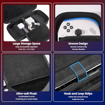 Carrying Case 3 in 1 Set for Lenovo Legion Go S 2025 | Hard Travel Pouch with TPU Silicone Cover Kickstand and 2 Pack Tempered Glass Screen Protector, Portable Storage Bag - Black