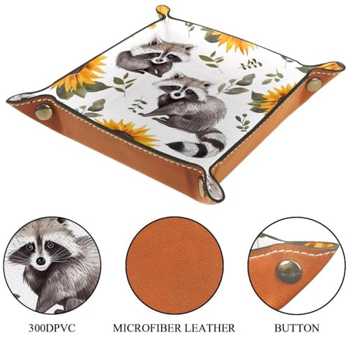 Raccoons Sunflower Dice Tray Dice Rolling Tray Folding Dice Holder for Dice Games, Like RPG, DND and Other Table Games - color: Multi 2
