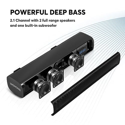 2.1ch Small Sound Bars for TV with 6 Levels Voice Enhancement, Built-in Subwoofer, 16 Inches Bluetooth 5.3 Soundbar Speakers with Optical/AUX/USB Connection, S100