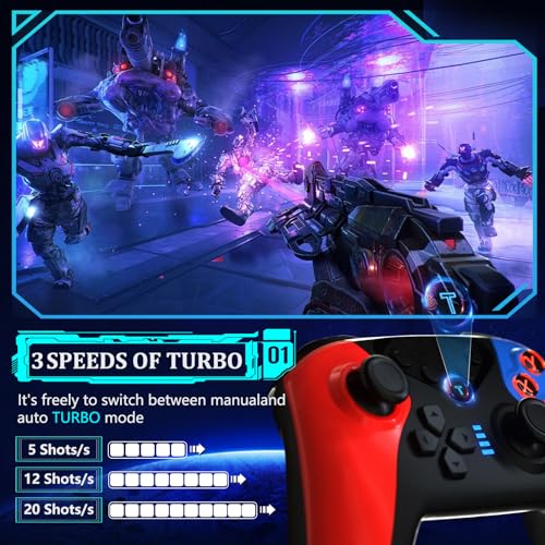 Wireless 2.4GHz Controller for Xbox One Controller with 7 Colors RGB Light,Compatible With Xbox Series S|X Consoles,Steam,PC,with 1000mAh Battery/Dual Vibration/Turbo/Programmable/3.5mm Audio Jack - color: Red Blue